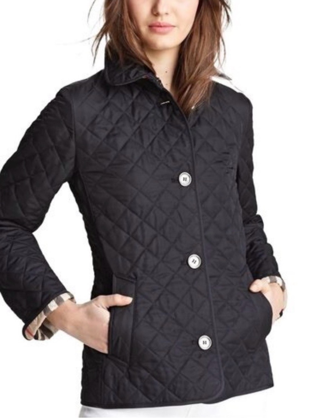 Burberry Black Quilted Button-Front Puffer Jacket